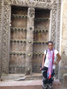 We were told that doors like this which have protrudances out from the door were constructed this way to discourage elephants from trying to gain access.  Don't know if this is true but....