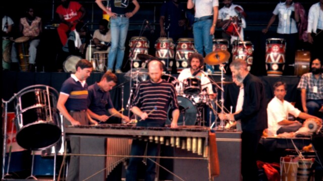 1986 Vancouver BC Royal Bank/Expo 86 World Festival World Drum Festival Canada 1st row Nexus 2nd row USA Steve Gadd Photo Barry Burns
