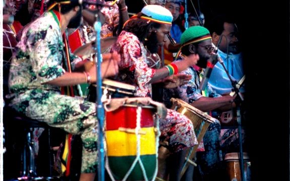 1986 Vancouve BC Royal Bank/Expo 86 World Festival World Drum Festival St. Lucia Les Campagnons dAkati Photo Barry Burns
