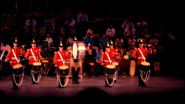 1986 Vancouver BC Royal Bank/Expo 86 World Festival World Drum Festival Britain Queens Lancashire Regiment Drum Corps Photo Barry Burns